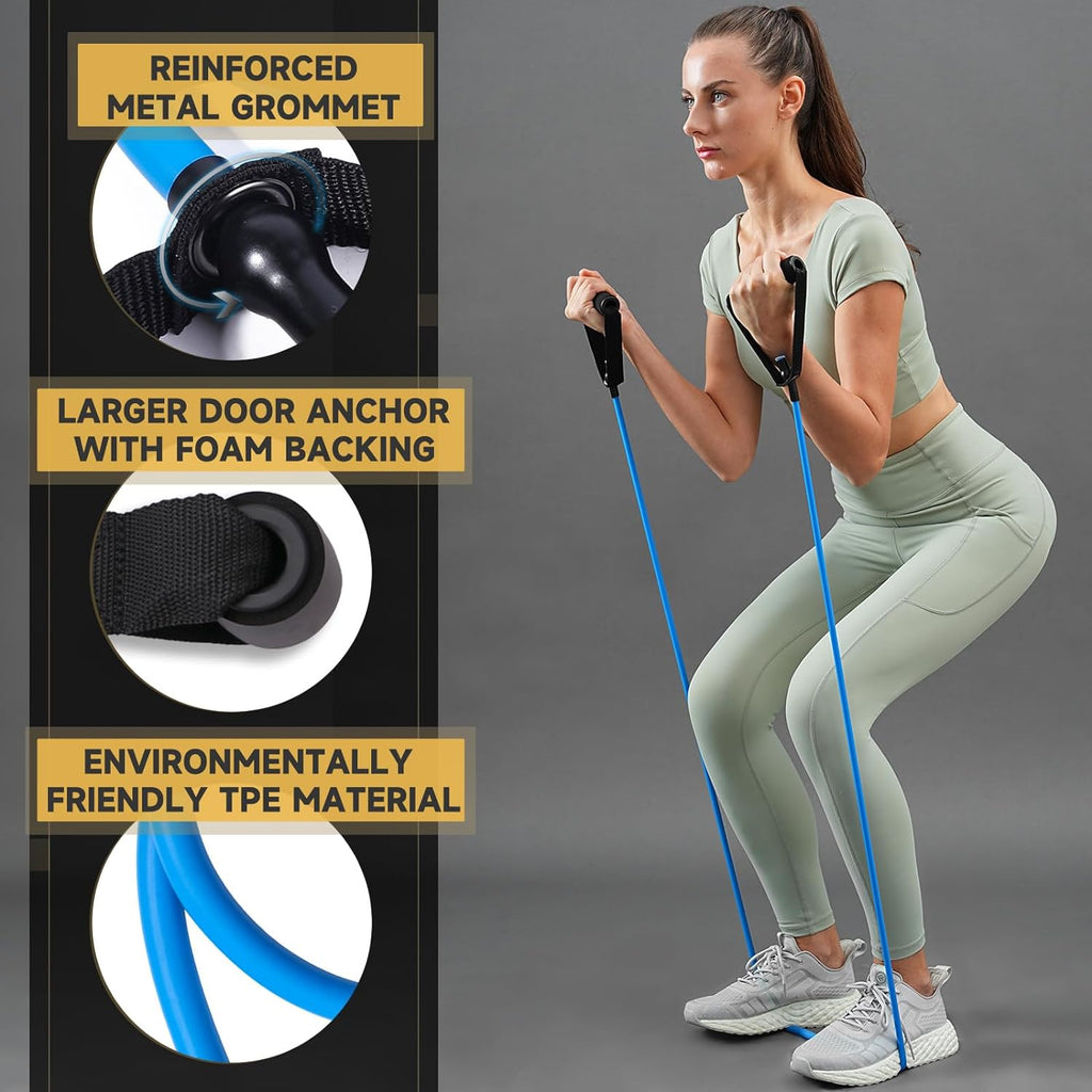 Resistance Bands with Handles for Working Out Women and Men, Exercise Bands with Door Anchor, Stretch Bands for Home