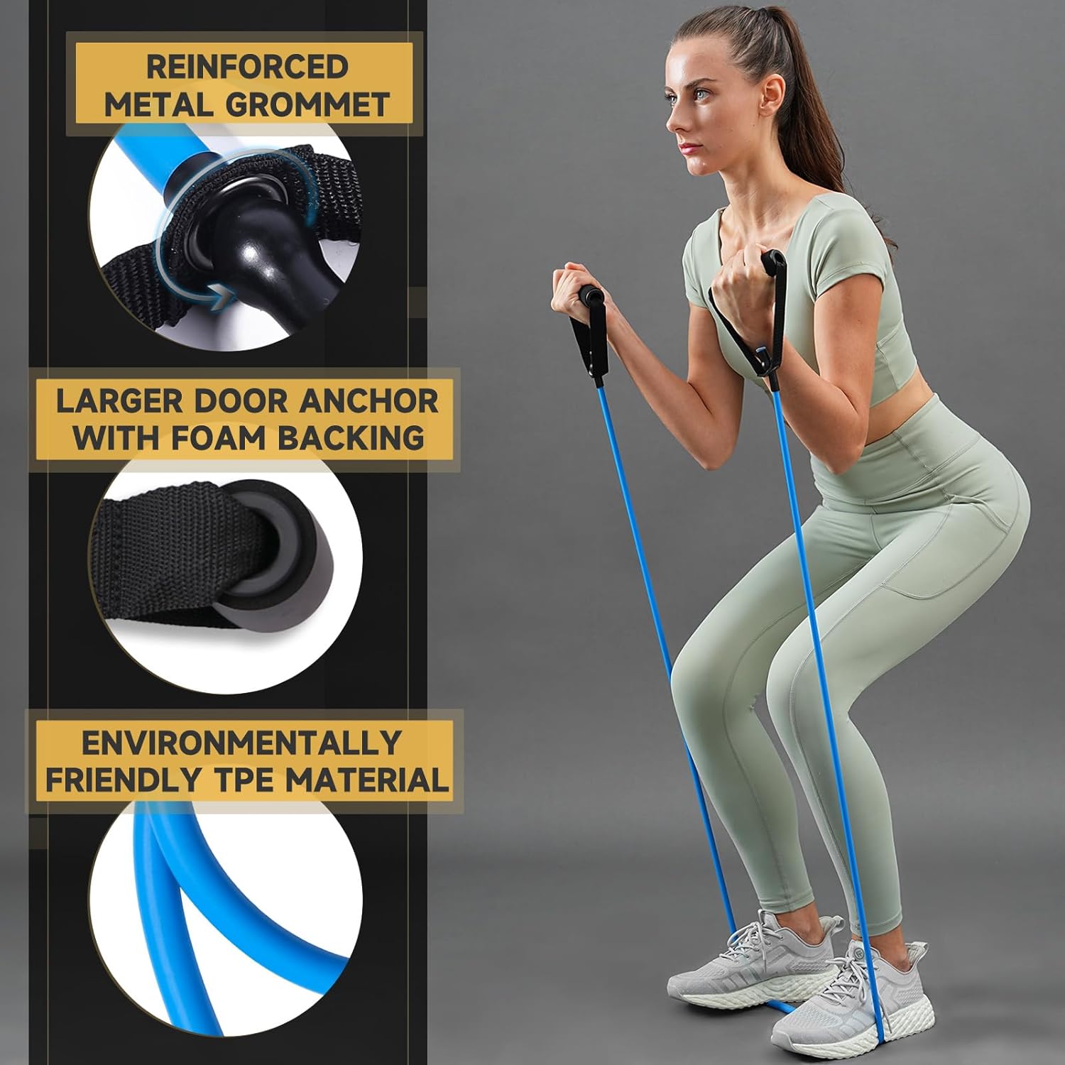 Resistance Bands with Handles for Working Out Women and Men, Exercise Bands with Door Anchor, Stretch Bands for Home