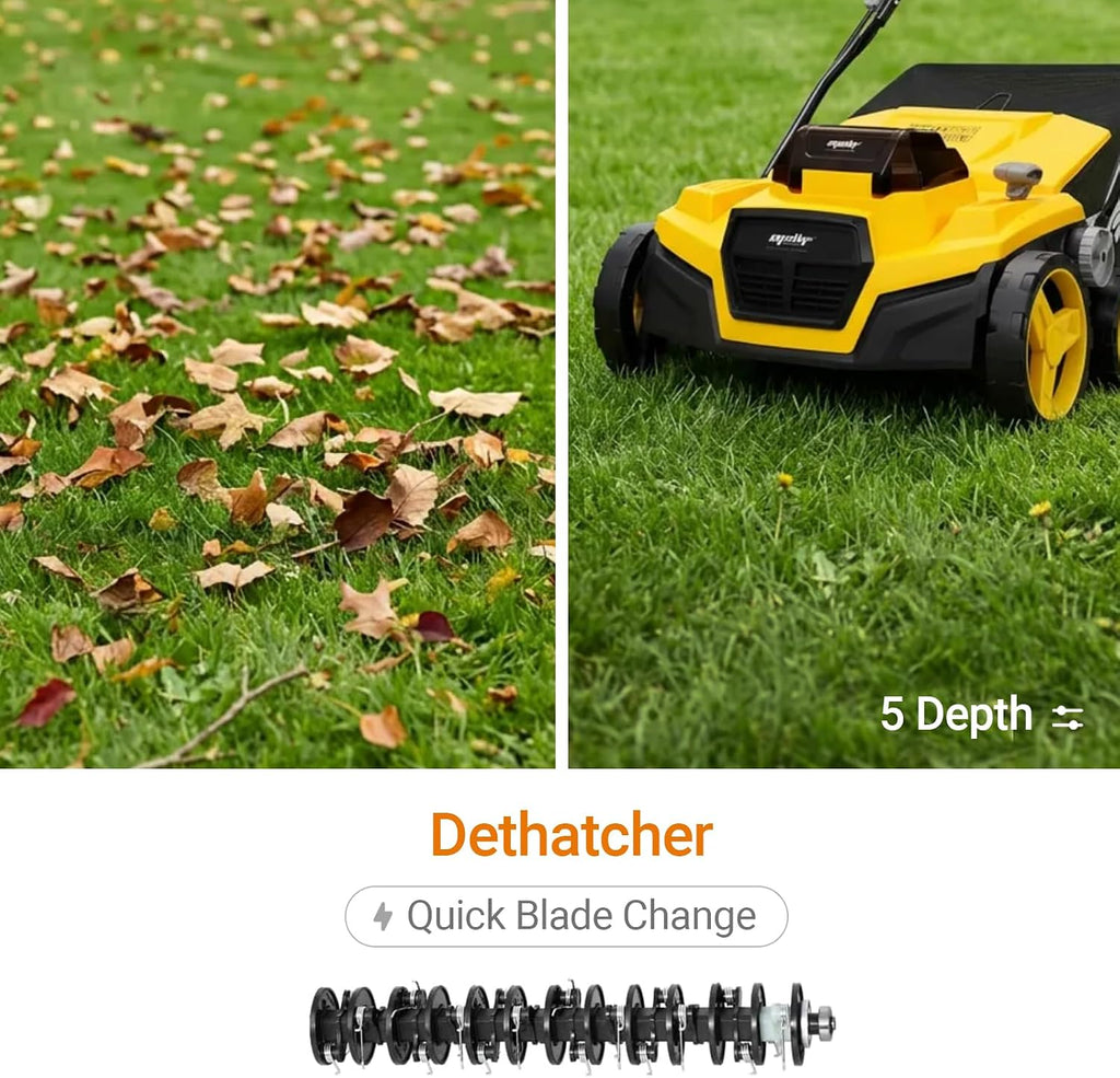 Cordless Lawn Dethatcher Compatible with DeWalt 20V Battery(Tool Only), 40V Dual Battery Powered Brushless 2-in-1