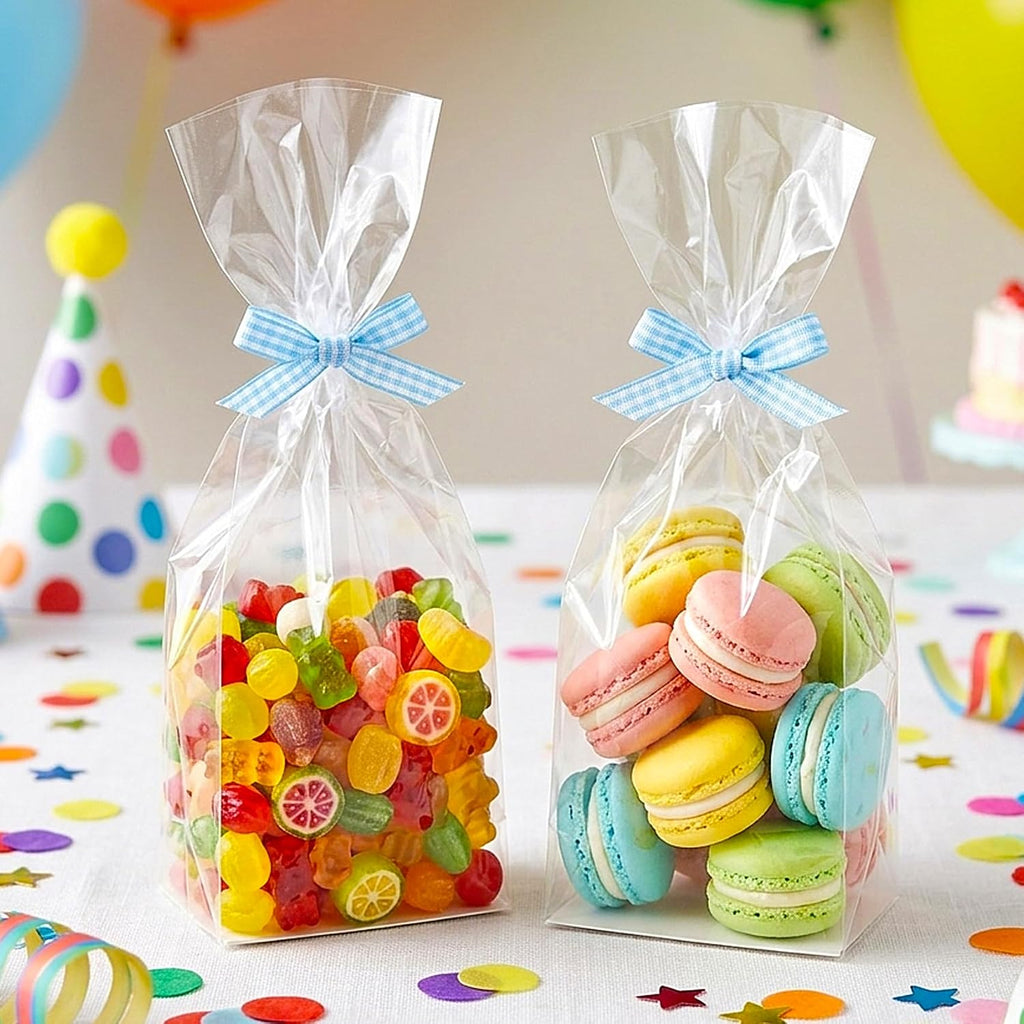 Flat Bottom Cellophane Bags With Paper Insert, 3x2x8 Inch 100 Pcs
