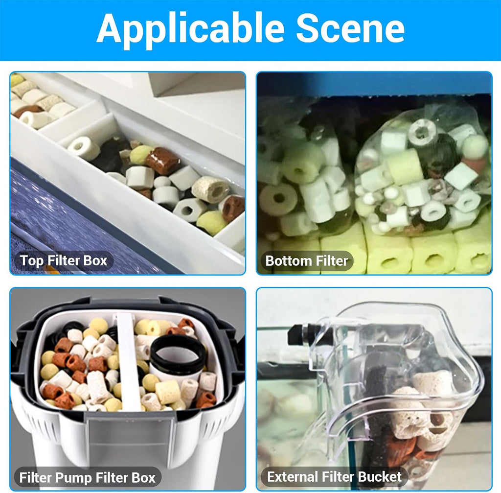 Filter Media,12 in 1 Bio Media for Aquarium Sump Filter Ceramic Rings Activated Carbon Bio Balls Freshwater Marine