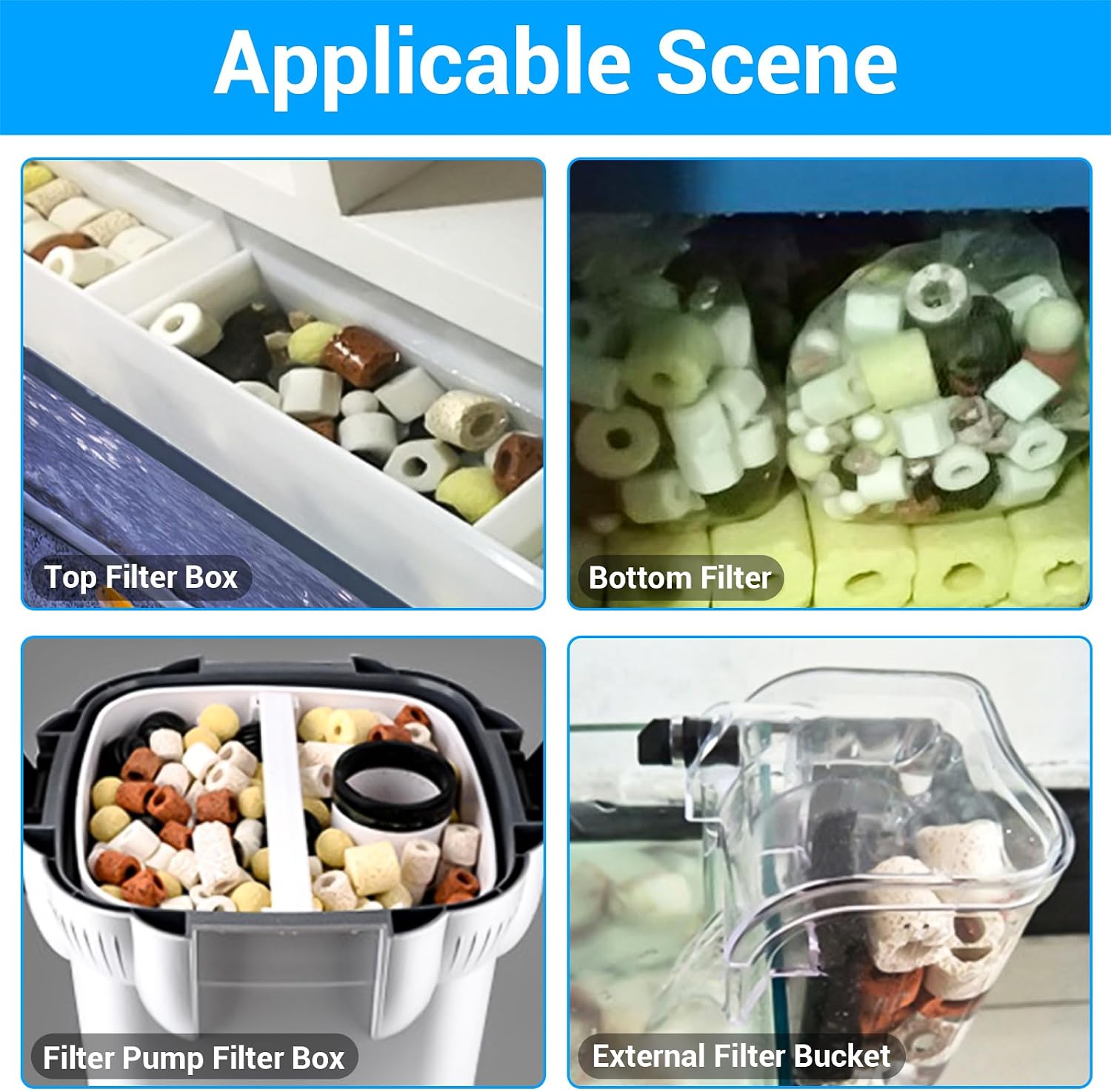 Filter Media,12 in 1 Bio Media for Aquarium Sump Filter Ceramic Rings Activated Carbon Bio Balls Freshwater Marine