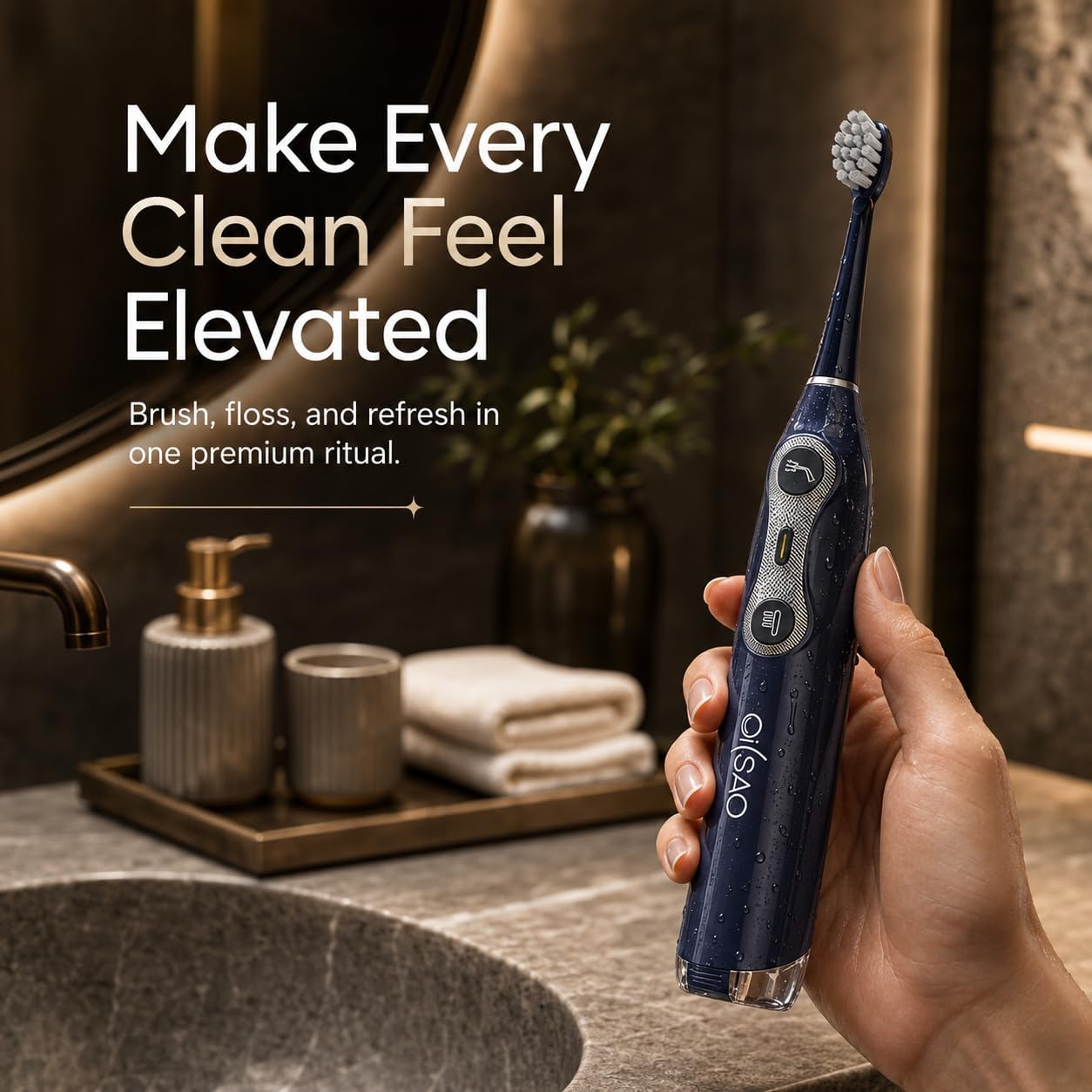 Electric Toothbrush with Water Flosser for Adults, 3-in-1 Sonic Brush & Floss Combo, Cordless Oral Irrigator with 5