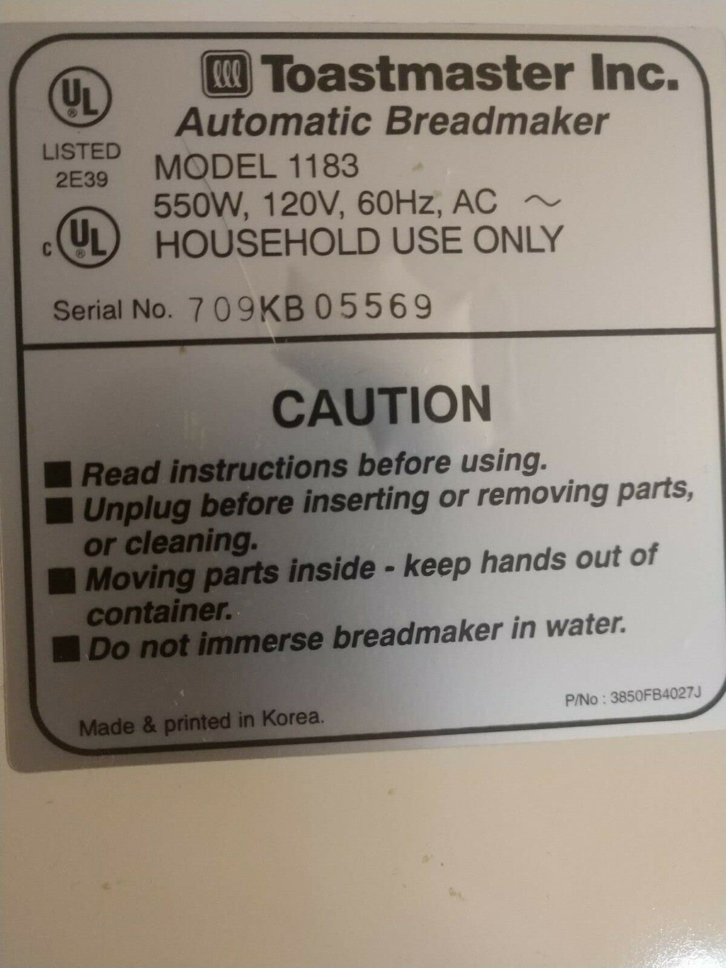 Toastmaster Bread Machine Pan SEAL Gasket Part 1163 1183 Maker Replacement