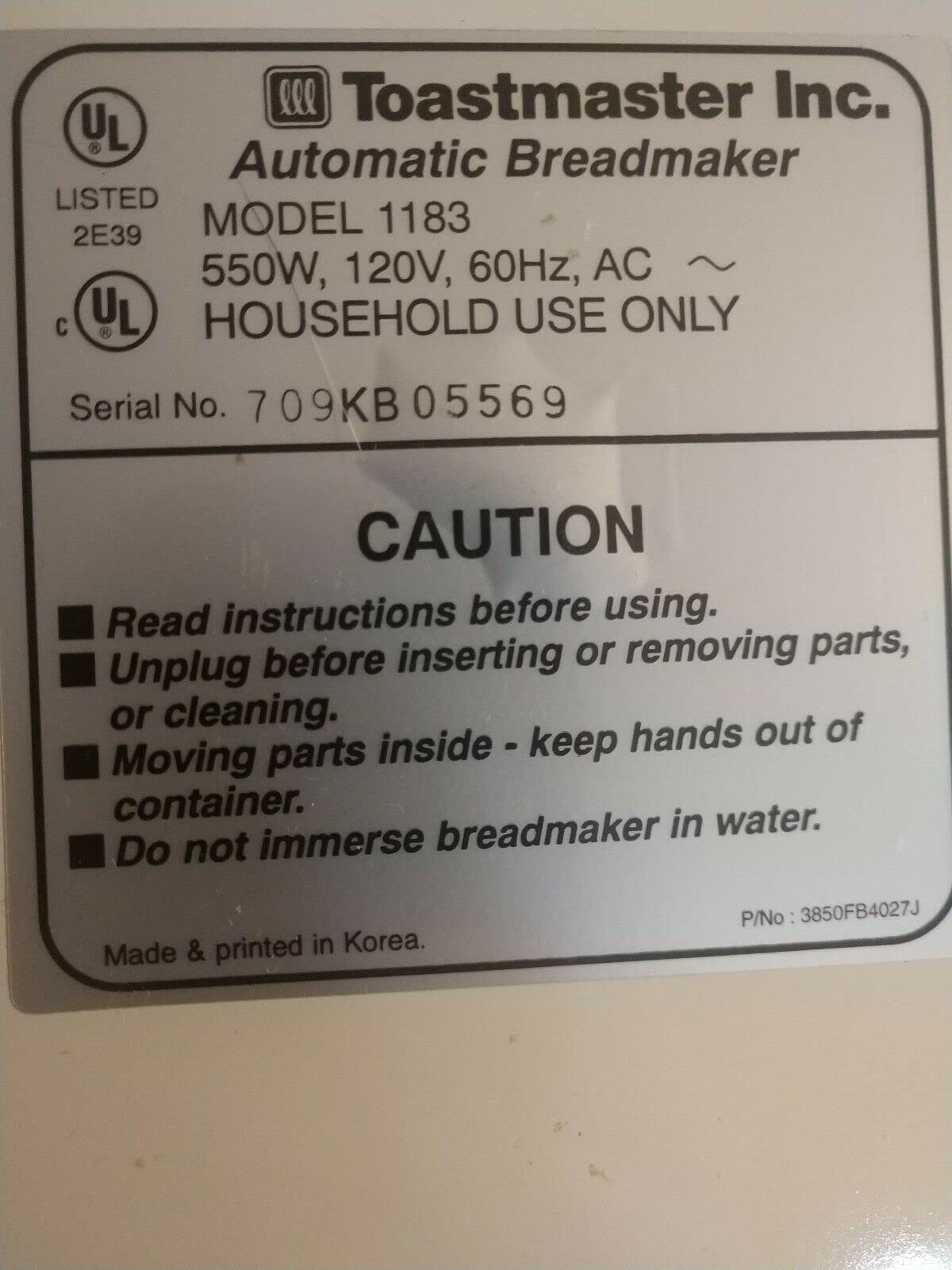 Toastmaster Bread Machine Pan SEAL Gasket Part 1163 1183 Maker Replacement