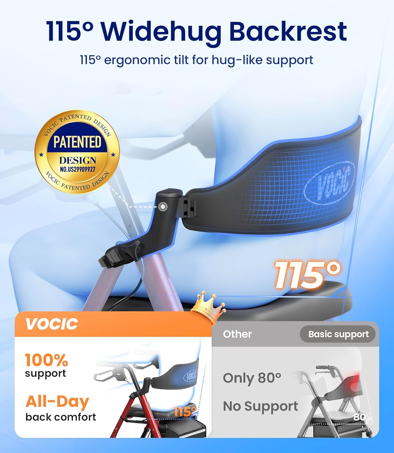 Walkers for Seniors, Z21 Rollator Walker with Seat Supports 350lb, 8" Big Wheels for All Terrain, Ergonomic Arc Seat