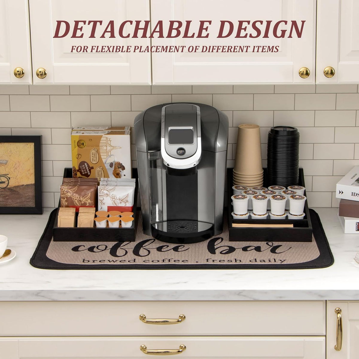 Coffee Station Organizer for Countertop, Condiment Organizer