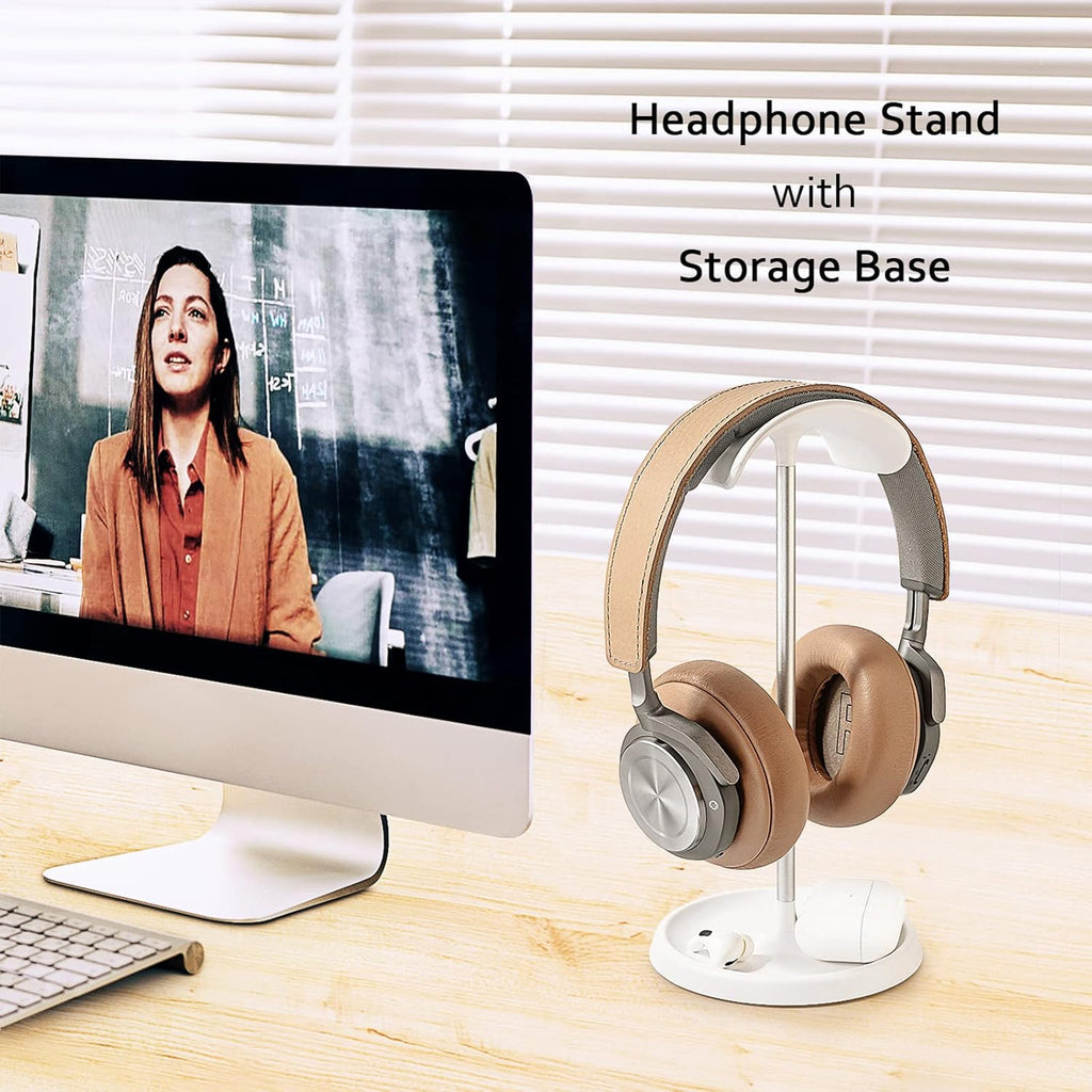Headphone Stand, Curved Headset Stand with Storage Tray, Heavy Base Gaming Headset Holder for AirPods Max, AirPods