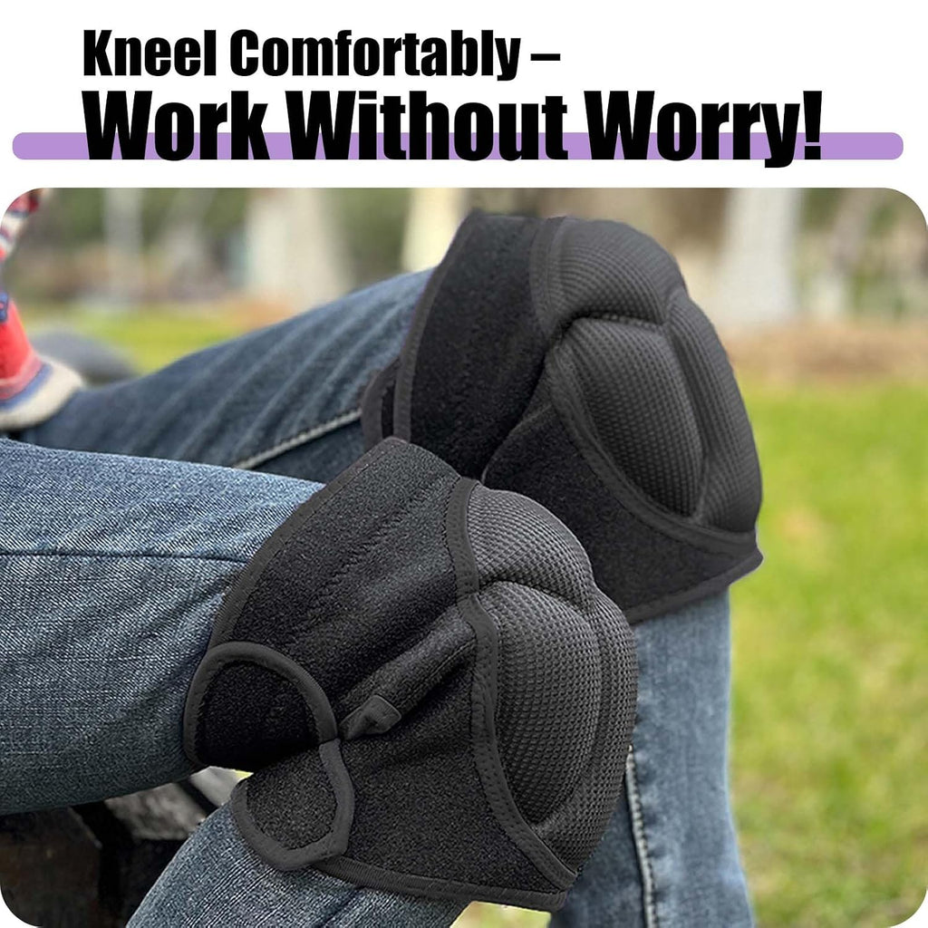 Men & Women Knee Pads - Waterproof Cushion with Straps for Adult, Black L