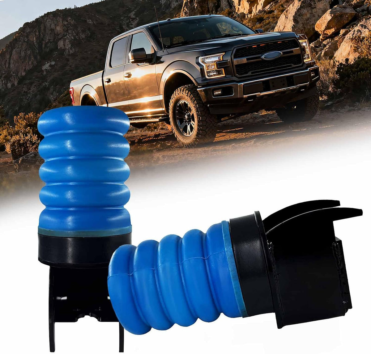 Rear Air Suspension Helper Spring System (Left/Right), Rear Air Helper Spring Kit Compatible With Ford F-150 4wd 2009-2021 Blue SSR-117-40(6,600 lb Load Support).
