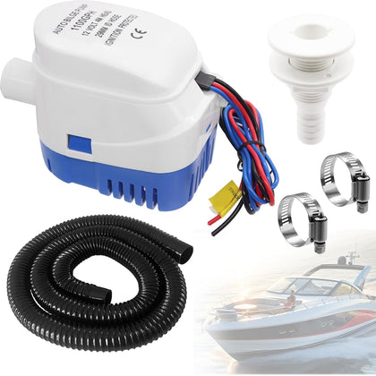1-1/8 Inch Bilge Pump Hose Dia Plumbing Kit,Bilge Pump Installation Kit-12V 1100GPH Bilge Pumps,6 FT Premium Quality Kink-Free Flexible PVC Hose,1-1/8 Inch ABS Thru-Hull Fitting,2 Hose Clamps