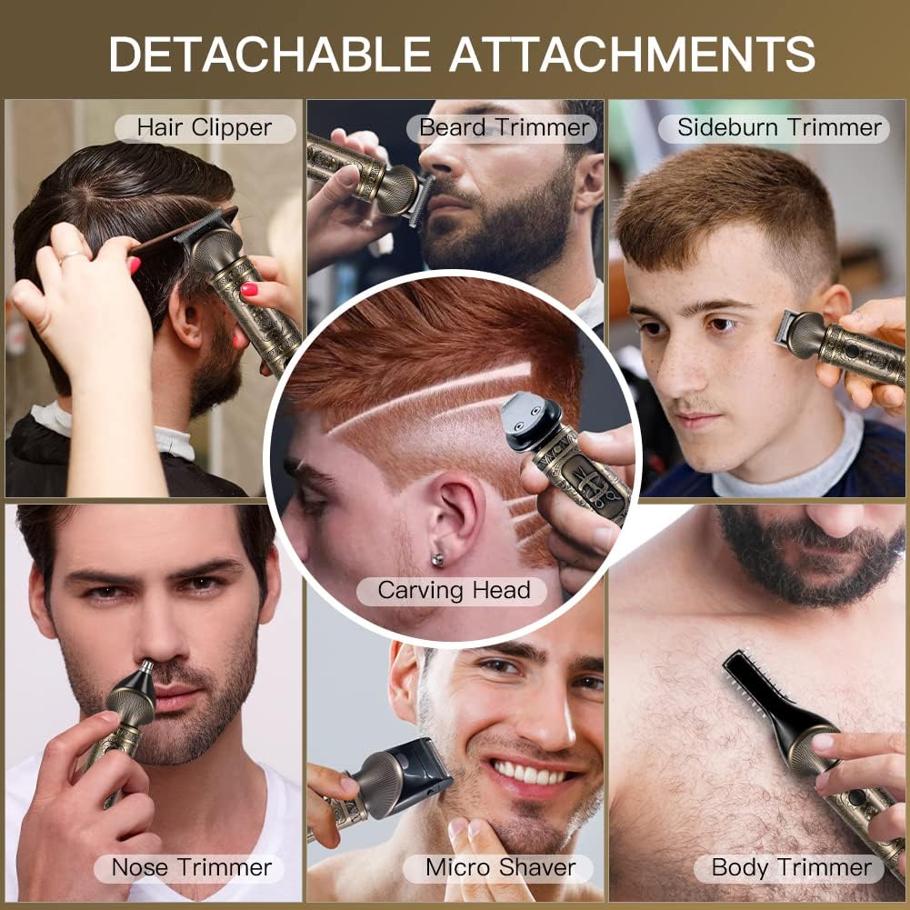 Beard Trimmer Kit Professional Hair Clipper Zero Gapped T-Blade Electric Shaver Razor Nose Body Trimmer for Men