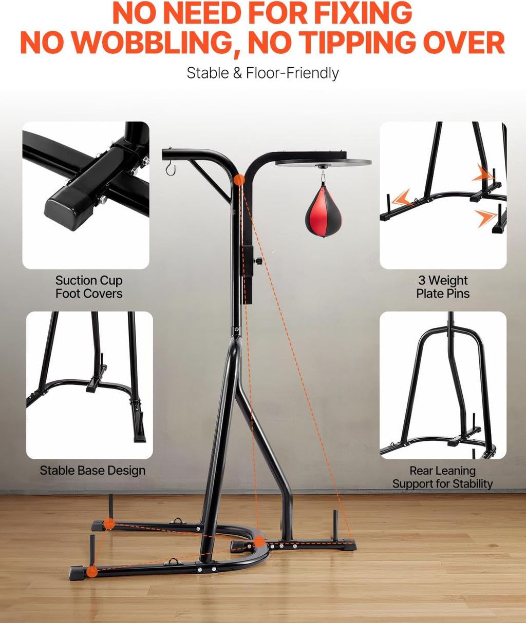 Punching Bag Stand, Steel Heavy Duty Workout Training Equipment, Adjustable Height Boxing Punching Stand with