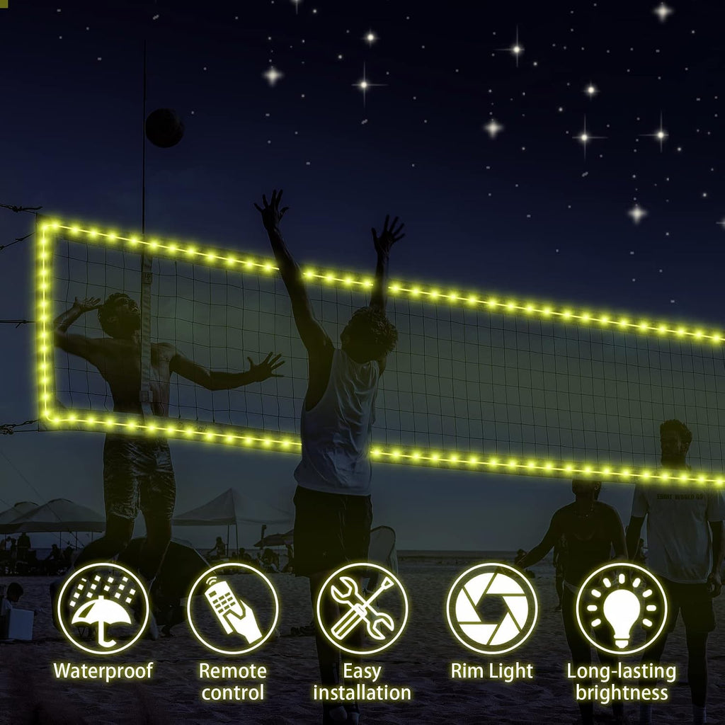 Badminton Net Light, 33ft LED Volleyball Net Outdoor String Lights with Remote, 17 Colors 7 Modes Waterproof