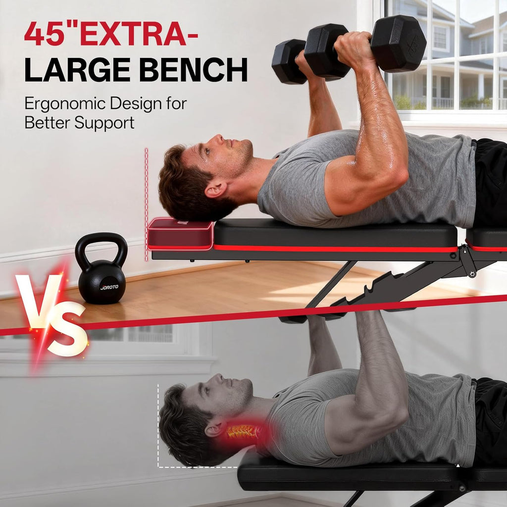 Adjustable Weight Bench for Home Gym, 1000 LBS Capacity, Foldable Incline Decline Flat Workout Bench with Leg