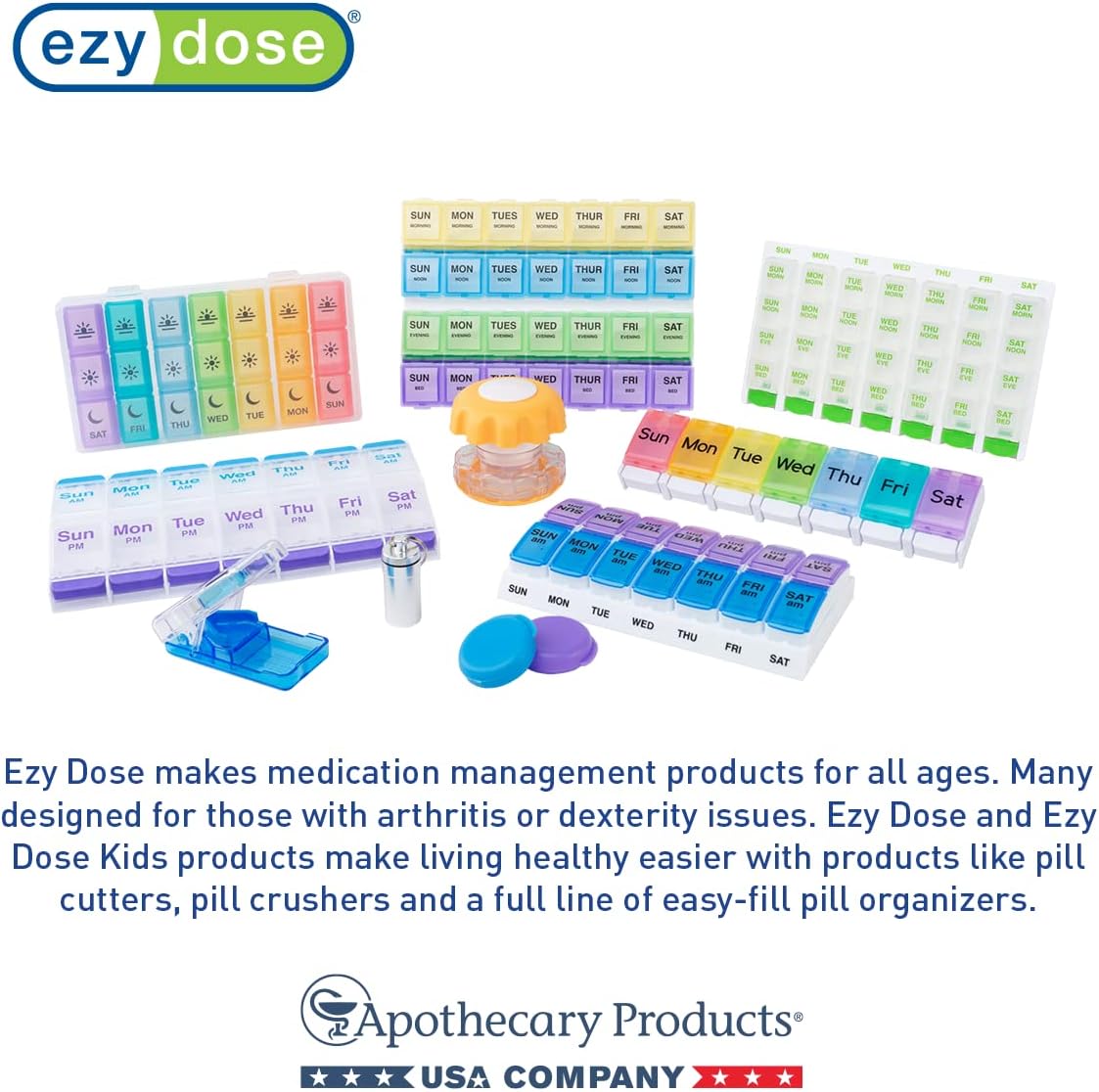 Weekly (7-Day) AM/PM Pill Organizer, Daily Vitamin Container and Medicine Box, Large Pop-Out Compartments, Designed