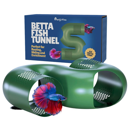 Betta Fish Tunnel Hideout Blue | Aquarium Cave & Tunnel Decor for Betta Fish, Shrimp & Small Fish | Fish Tank