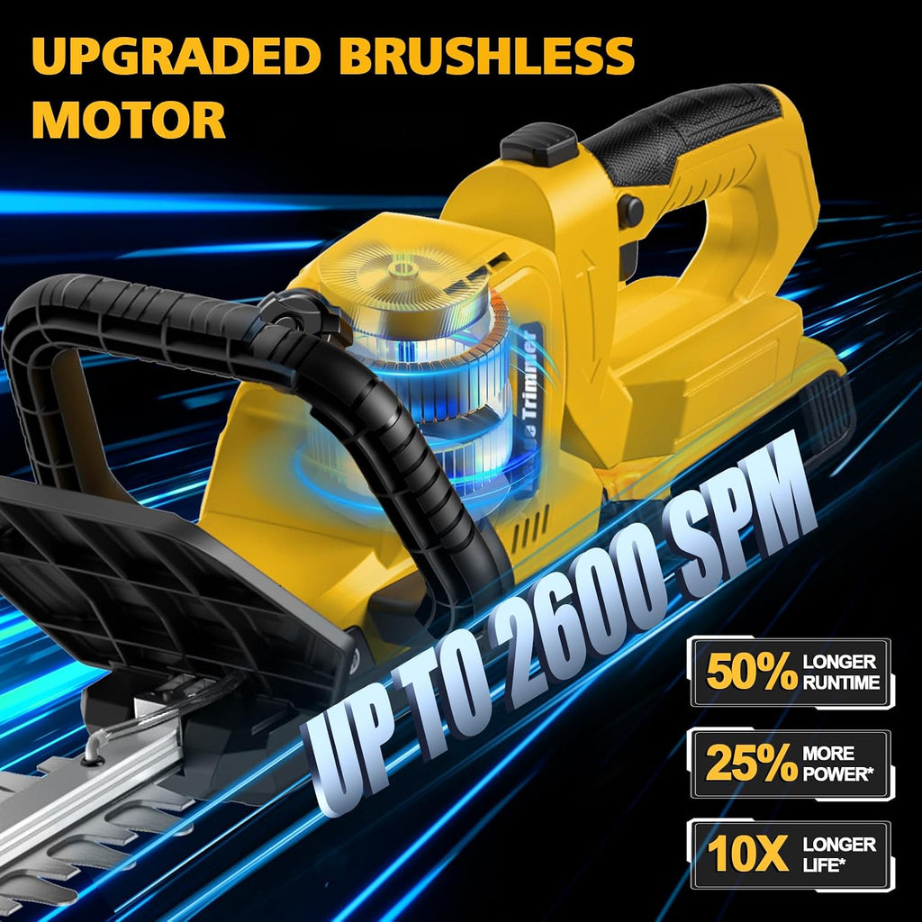20.4" Hedge Trimmer Cordless Compatible with Dewalt 20V MAX Battery | Brushless Dual-Action,Lightweight 5 lbs,2/3"