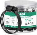 10PCS Black Hose Clamp Stainless Steel Adjustable 1"–2"(27-51mm) | Heavy Duty, Rust Resistant, Worm Gear Small Hose