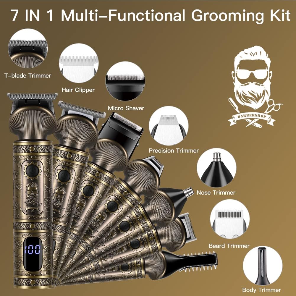 Beard Trimmer Kit Professional Hair Clipper Zero Gapped T-Blade Electric Shaver Razor Nose Body Trimmer for Men