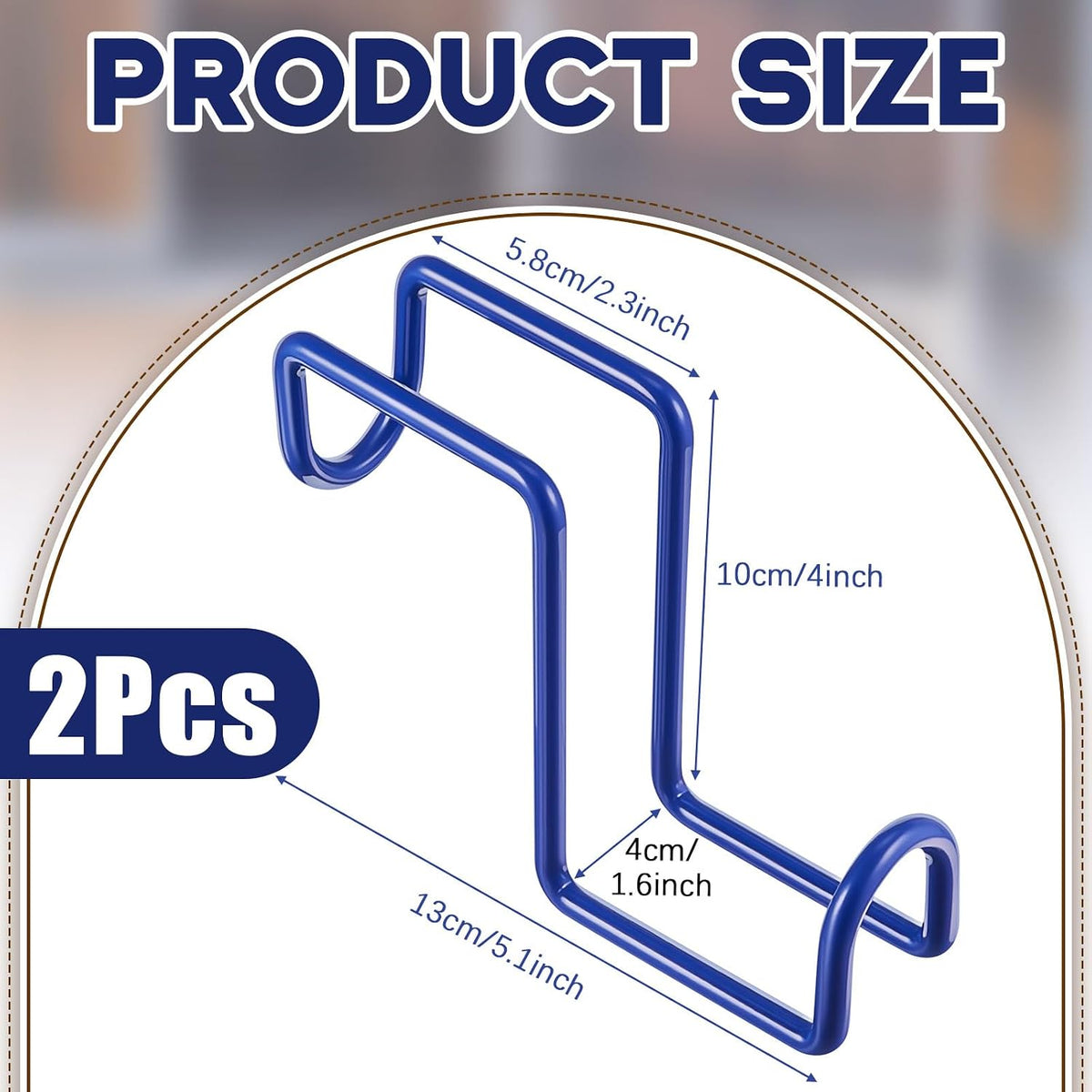 2 Pcs Heavy Duty Horse Tack Hooks Over Rail 4 Inch Metal,Blue