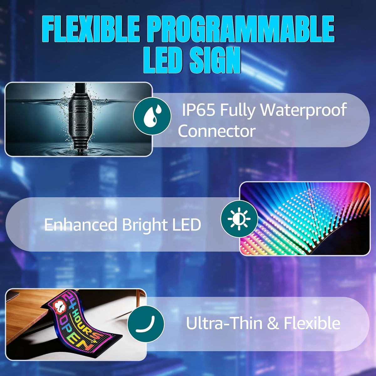 LED Open Signs for Business, 13''X7.87'' Programmable Led Open Light with Multi Scene Modes, App Control Ultra Bright