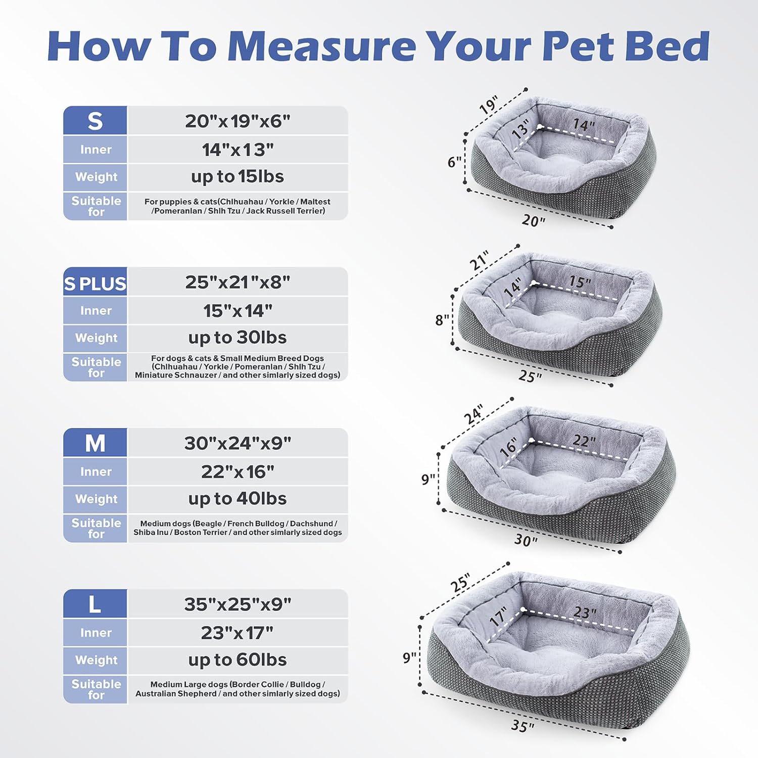 Medium Dog Beds for Medium Dogs Washable, Rectangle Dog Bed Medium Size Dog, Orthopedic Dog Bed, Warming Soft Calming