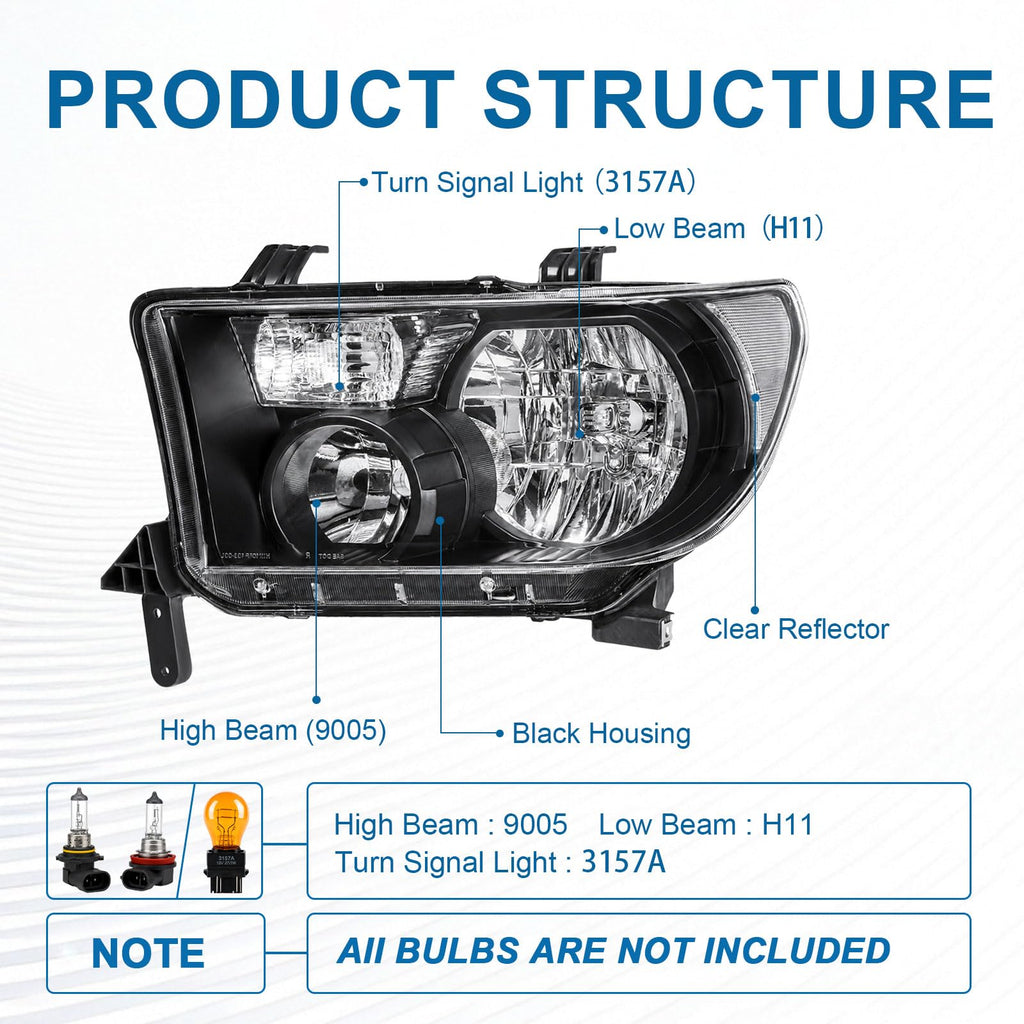 for 2007-2013 Toyota Tundra Headlights Assembly