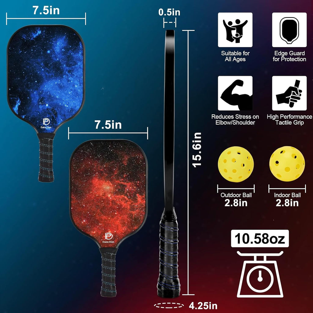 Pickleball Paddles Set of 2/4 - Beginner-Friendly Gift Kit | USAPA Approved Fiberglass Surface Pickle Ball Rackets