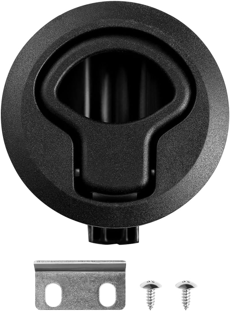 WINOMO Marine Flush Mount Latch - 2" Black UV Stabilized Slam Latch Flush Mount Handle Ring for Boat Hatches, RV Campers