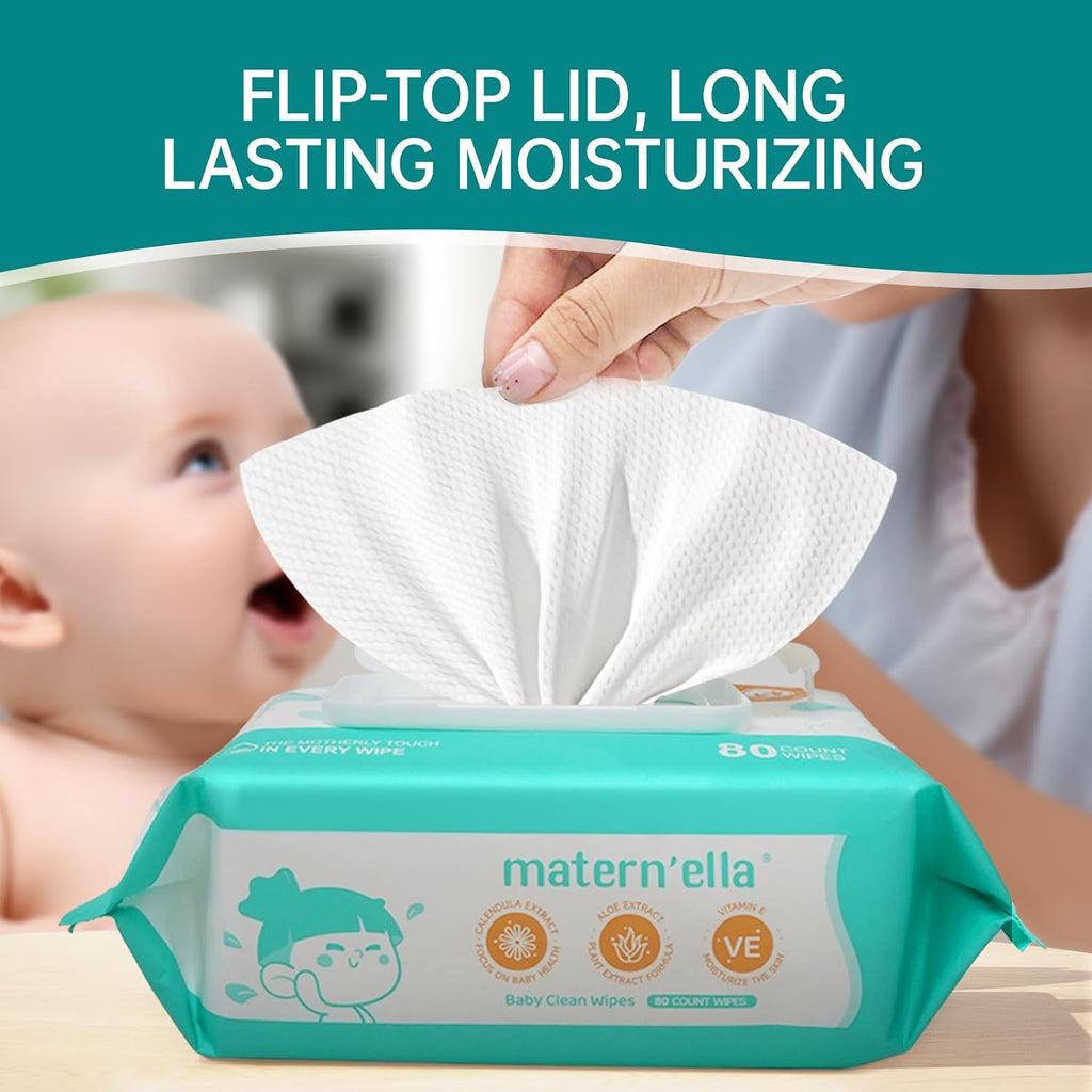 Baby Wipes, Diaper Wipe for Sensitive Skin, 99% Water Based, Hypoallergenic, Unscented & Alcohol-free 3 Flip-Top