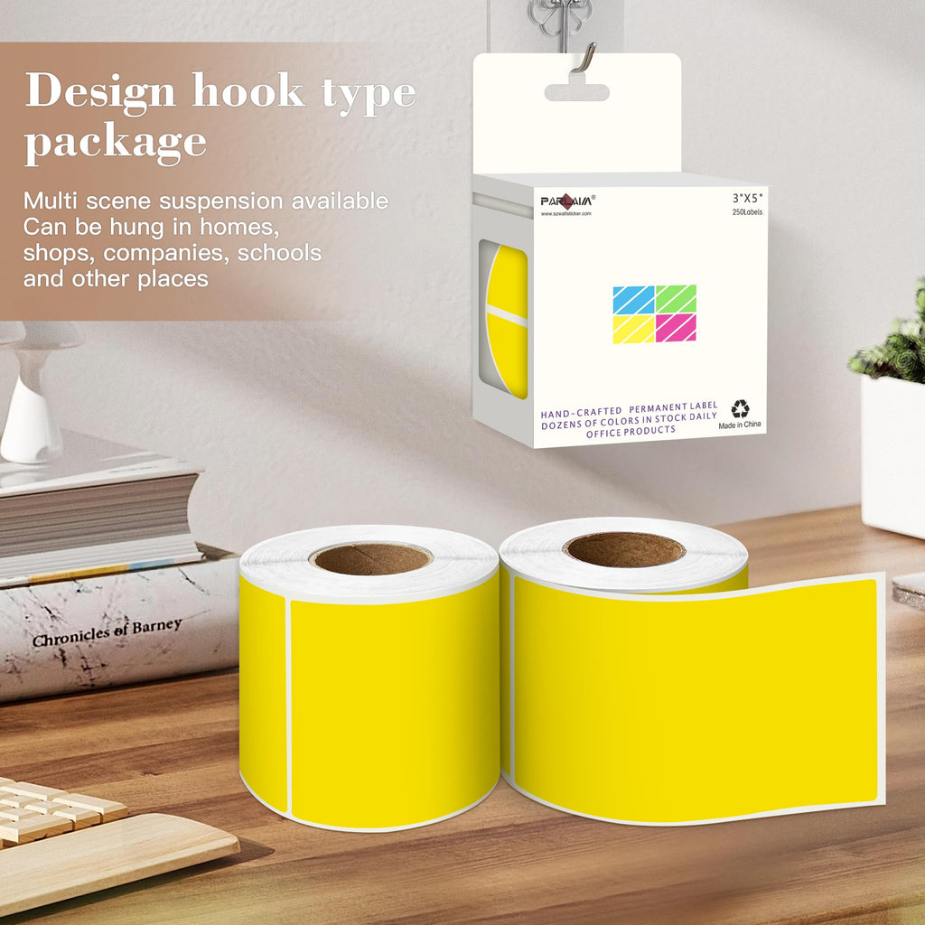 3x5 inch Rectangle Color Code Sticker, 1000PCS Permanent Yellow Large Label