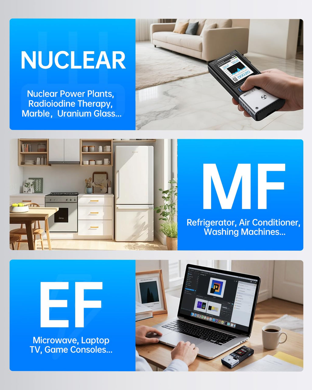 GC-03 3-in-1 Geiger Counter Nuclear Electromagnetic Detector | 3 Display Modes, Real-Time Radiation Monitor
