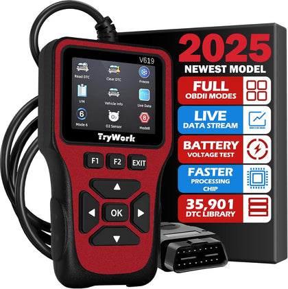 OBD2 Scanner Diagnostic Tool, Check Engine Code Reader with 35901 DTC Lookup, Mode 6 & 8, I/M Readiness for All OBDII