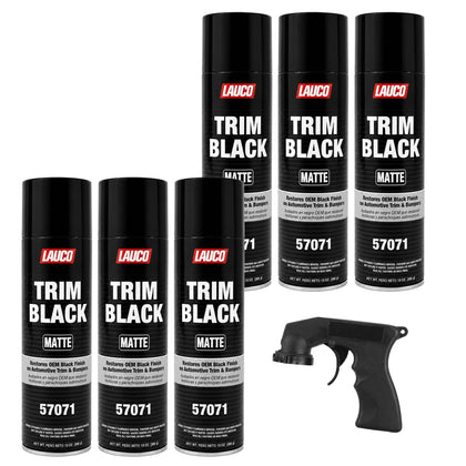 Trim Black Matte 13 oz. Automotive Spray Paint Can with Gun - Pack of 6 - Black Car Spray Paint with Matte Finish
