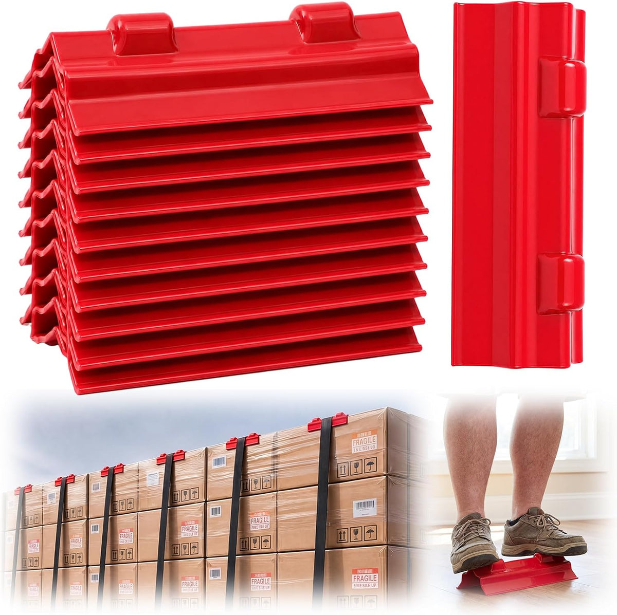 Klyyo 10 Pcs Red Corner Protectors Truck Load 4x4x11 In, Flat Style