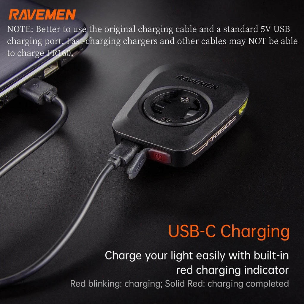 FR300/ FR160 Compatible with Garmin Bike Computer | Daytime Be Seen Bicycle Light, 6 Modes Cycling Computer