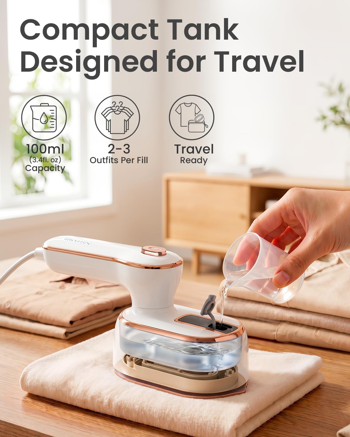Iron Steamer for Clothes, Travel Garment Steamer with 180° Rotatable Handle, 20s Fast Heat-up Portable Steamer for