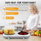Double Burner Hot Plate Electric, 1800W Portable Electric Cooktop Burner with 7.9 Inch Crystallite Ceramic Glass