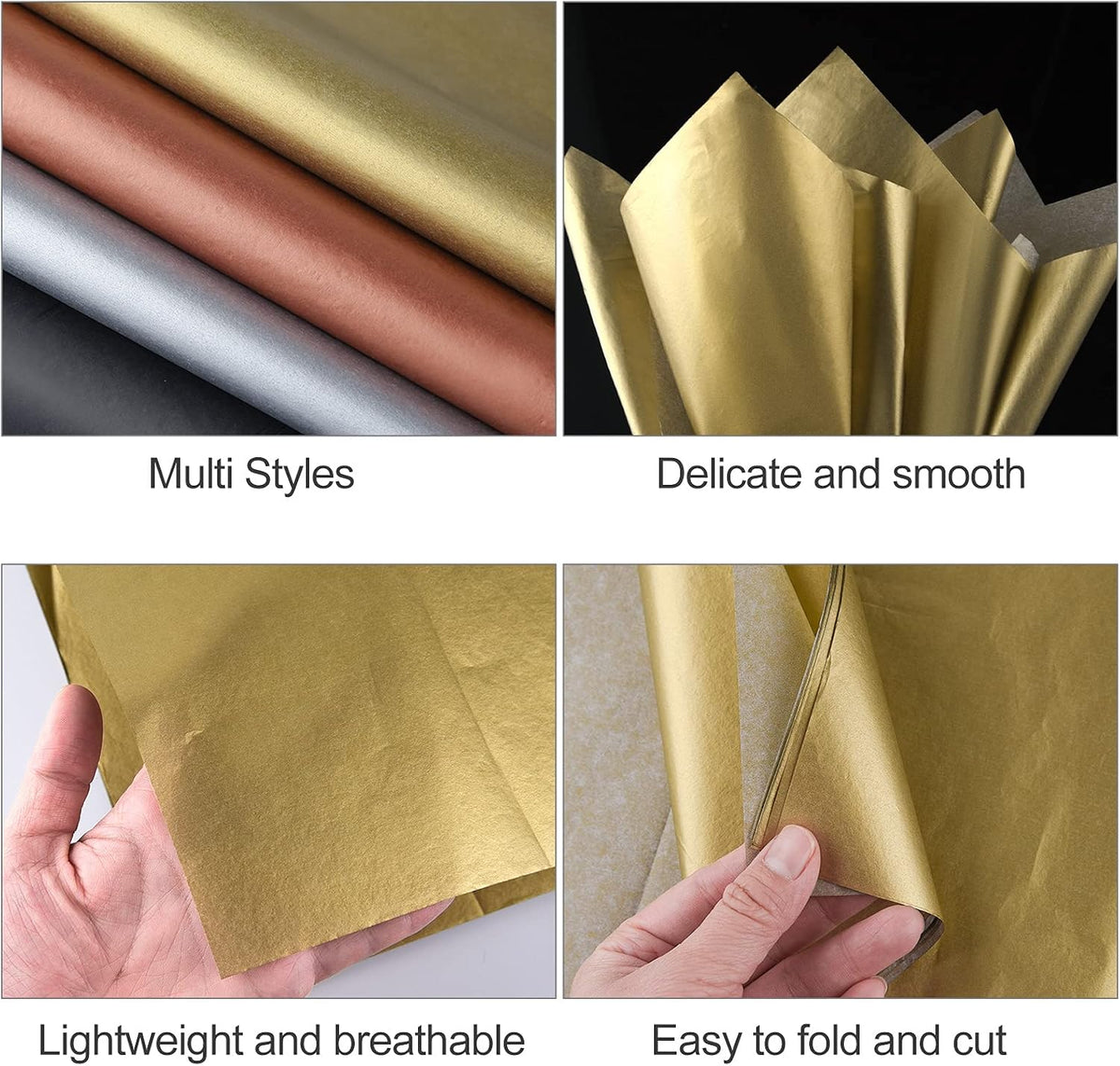 90 Sheets Metallic Gift Wrapping Paper Tissue Paper Bulk for Christmas Weddings Birthday Graduation Party Decor DIY