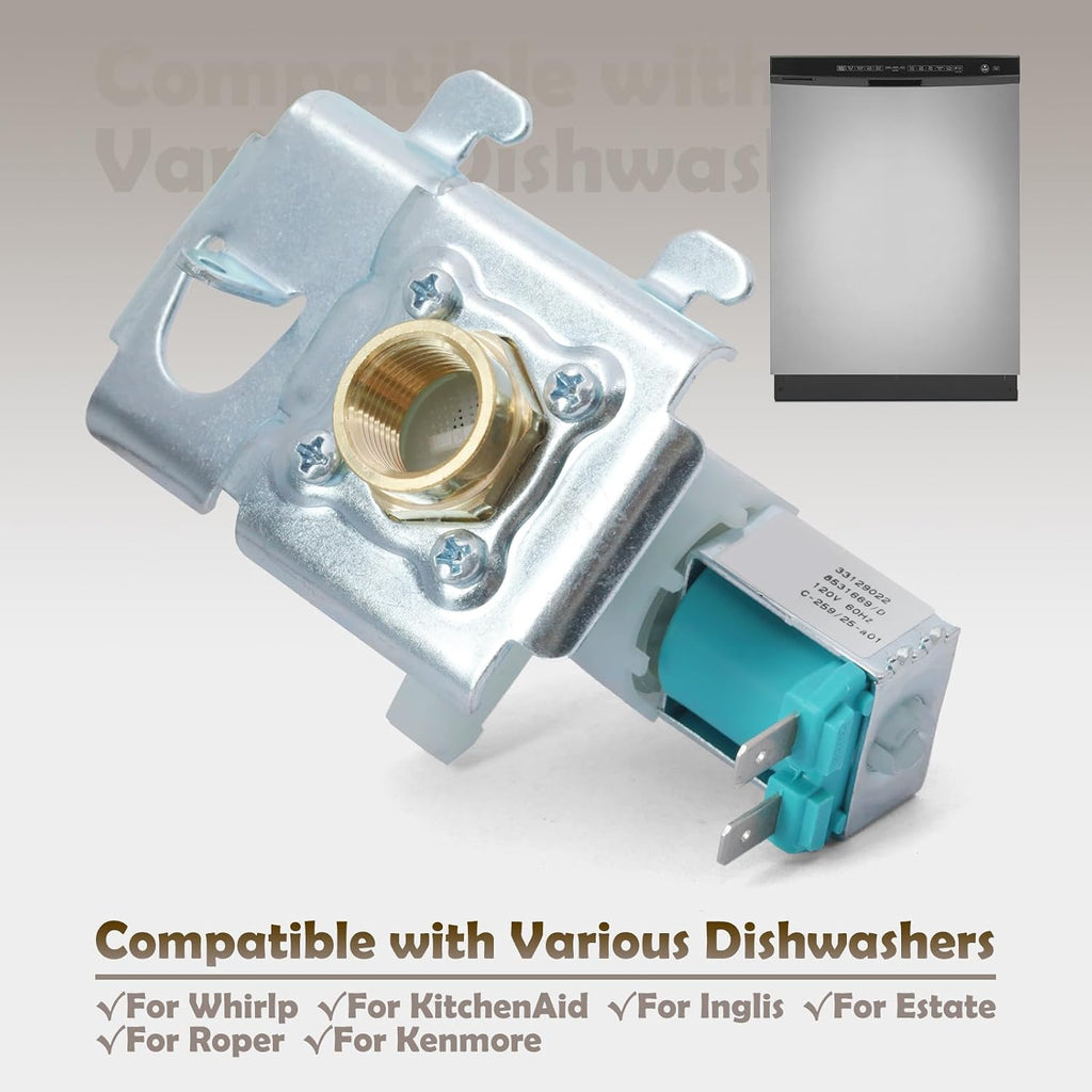 WP8531669 Dishwasher Water Inlet Valve Replacement for Whirlp for KitchenAid for Inglis for Estate for Roper for Kenmore, Replace 8531669 8531670 8268572 8268590 8528931 8531351