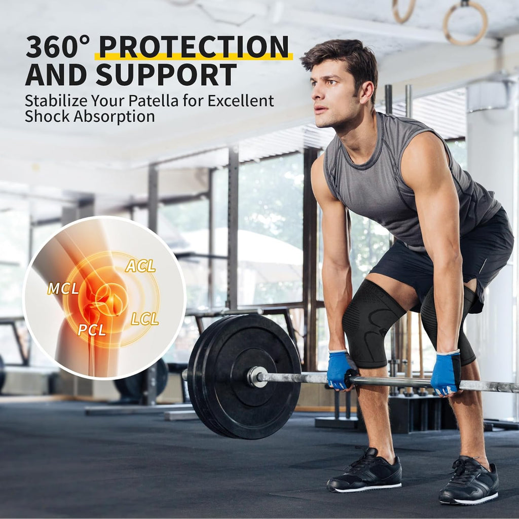 2 Pack Knee Braces for Women & Men, Knee Compression Sleeves for Knee Pain Relief, Knee Support with Non-Slip