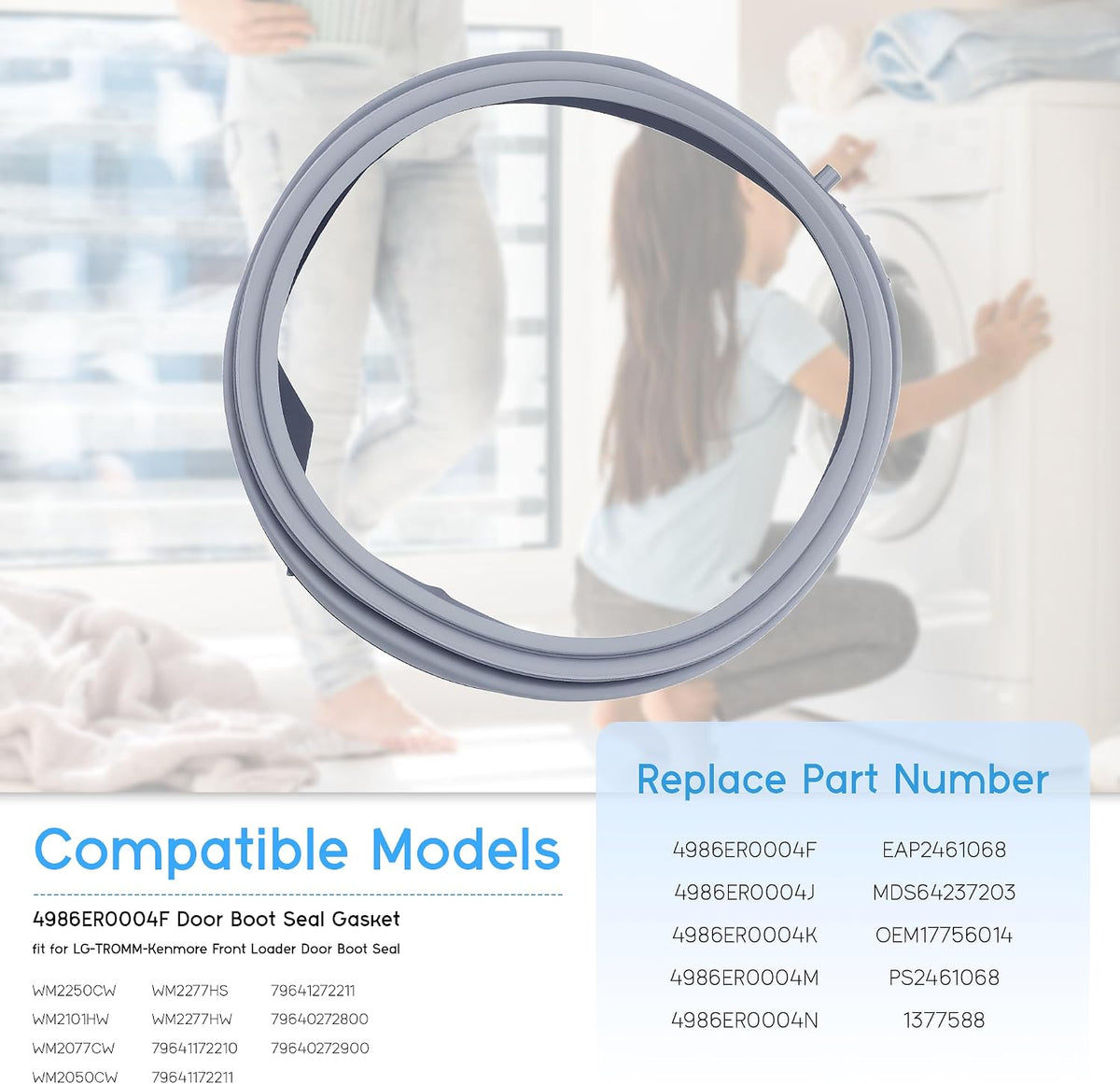 Washer Door Gasket fit for LG WM2250CW WM2140CW WM2101HW WM2077CW WM2050CW