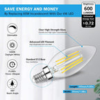 48-Pack Dimmable E12 LED Candelabra Bulbs 60W Equivalent, 5000K
