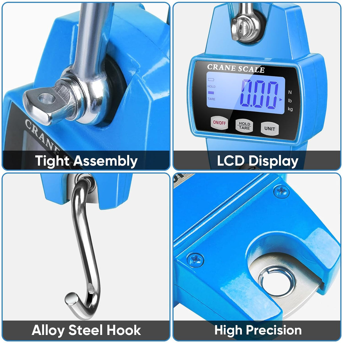 660lb Digital Hanging Scale, Aluminum Crane Scale with Hooks