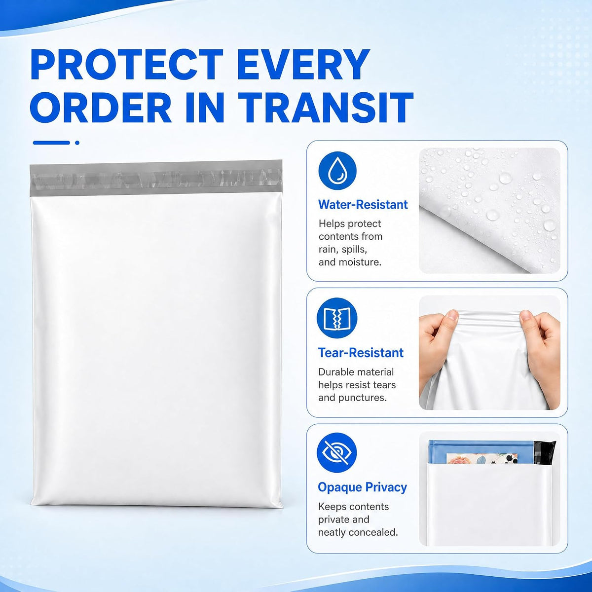 Poly Mailers 6x9" 1000Pcs White Small Shipping Bags for Business