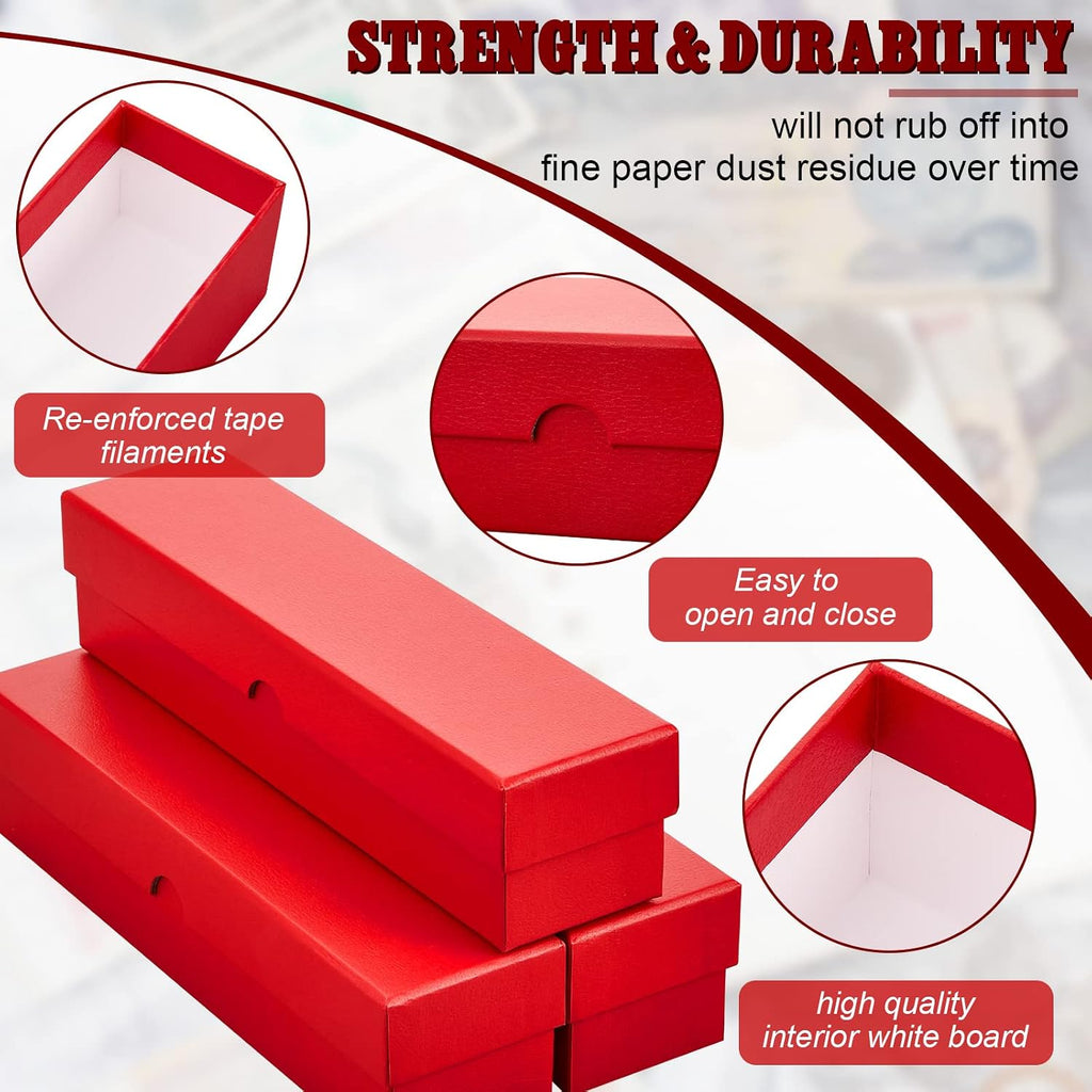 4 Pcs Coin Storage Box 2x2 Inch Flip Collectors Holders, Red | Cardboard Holders for Coin Collection, Fits Cents
