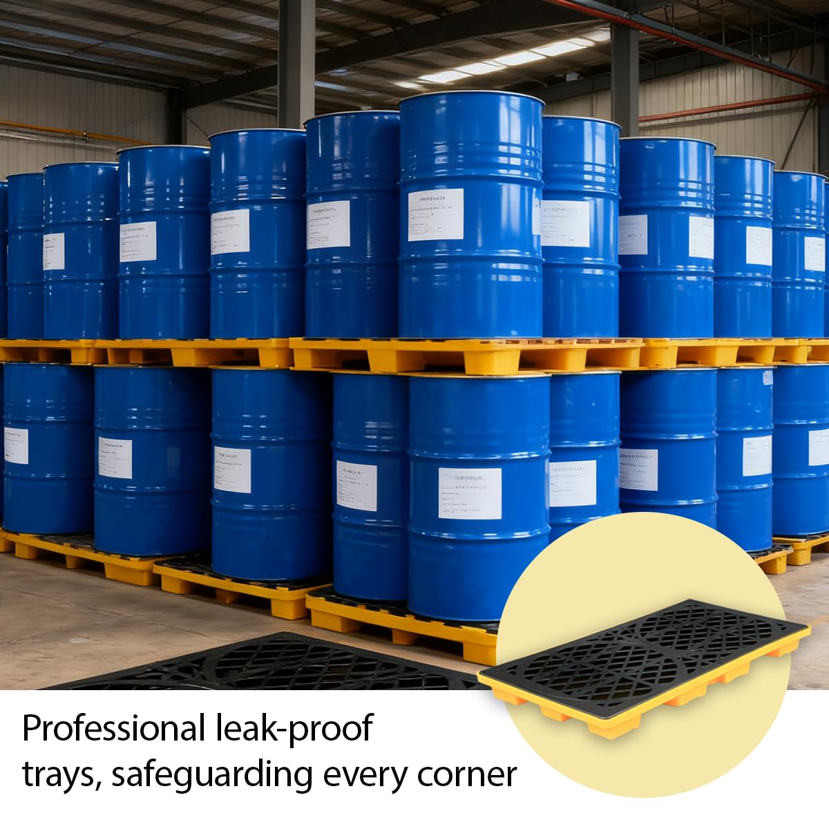 2Pcs 2-Drum Modular Platform Spill Containment Trays,48x24x4 Inch