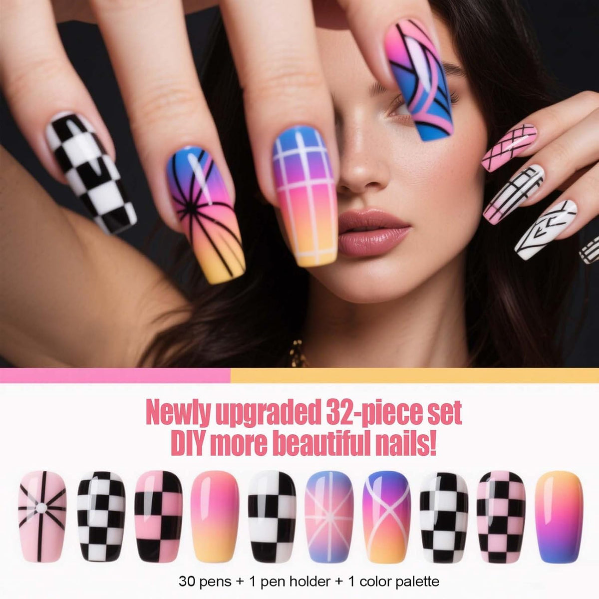 32pcs Nail Art Brushes Tools Set Dotting Tools for Gel Polish