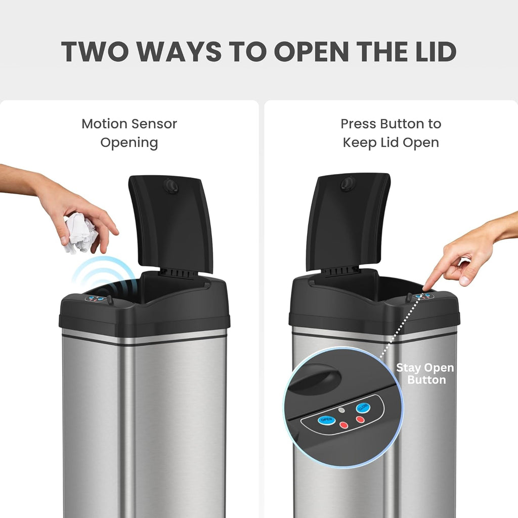 13 Gallon Sensor Trash Can with Lid, Pet Lock & Odor Filter, Patented Automatic 50L Stainless Steel Kitchen Garbage
